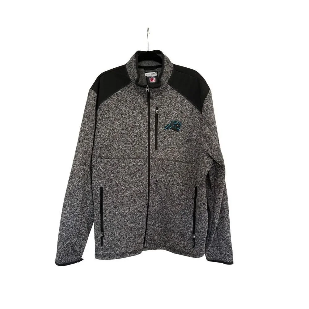 NFL Mens Gray Black Carolina Panthers Country Full Zip Jacket XL